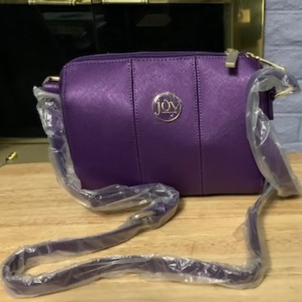 Joy Mangano Purple Metallic Leather Crossbody